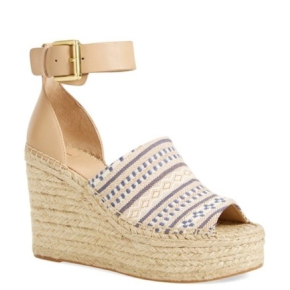 MARC FISHER Women’s Adalyn 2 Boho Printed Wedge Platform Sandal Cream Blue 11 - Picture 6 of 15